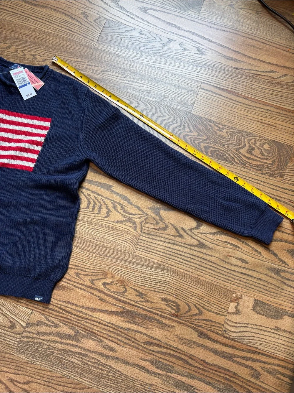 NWT Vineyard Vines Navy Cotton Rollneck Sweater with American Flag Knit